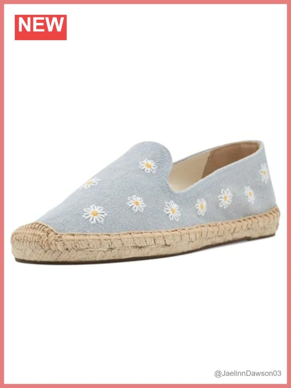 Cotton Floral Espadrille Flats - Lightweight Jute Sole, Pull-On